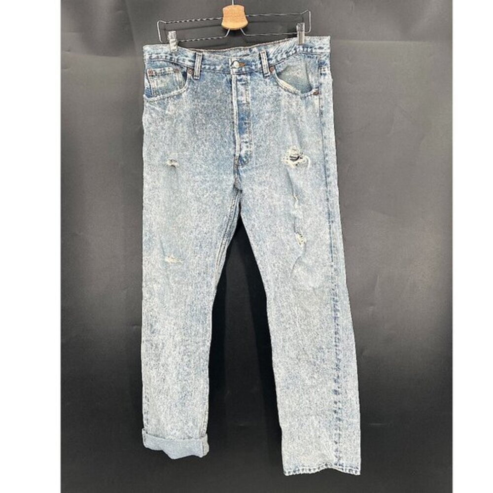 Vintage Levi's 501 classic straight leg jeans acid washed distressed 80s 90s‎ 38